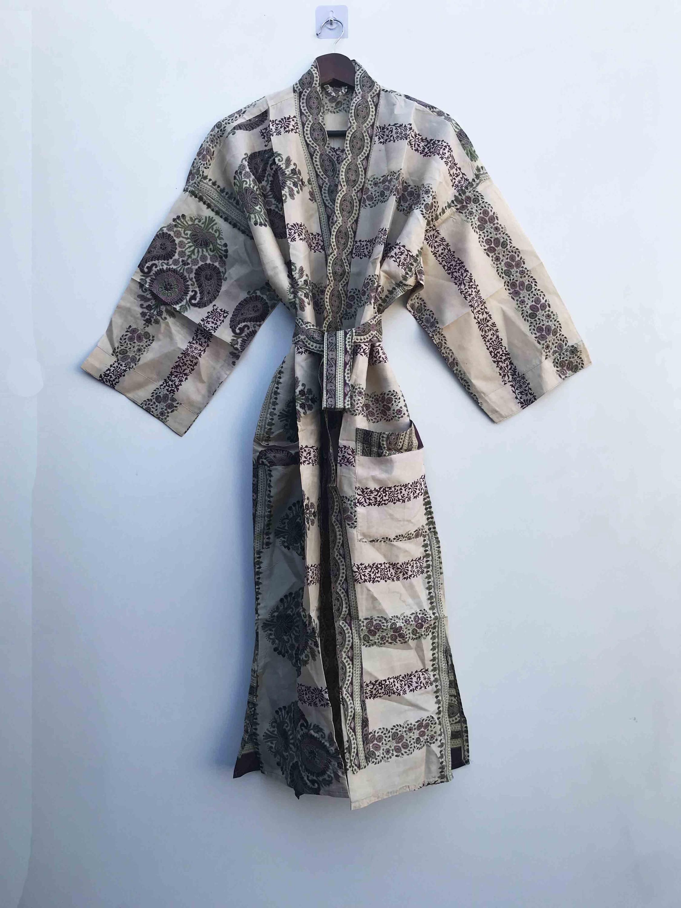 Sari Robe Vintage Silk Sari Kimono Robe: Recycled Indian Silk Fabric Dress # 50 ...