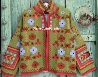 Festival Wear Embroidered Suzani Coat: Boho Unisex Bridesmaid Gift