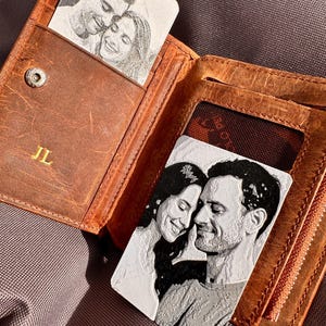 Gepersonaliseerde fotokaart in EC-formaat – 3D-geprinte herinnering – cadeau met zwart-wit motief – portemonneefoto