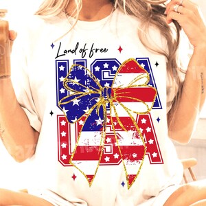USA Glitter Bow PNG, Fourth of July Sublimation Design, Memorial Day American Patriotic Coquette Design, Independence Day Png