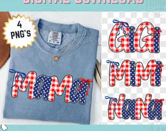 Patriotic Name PNG Bundle, Preppy Independence Day PNG,  4th of July Sublimation, Red White Blue PNg, Mother's Day Gift, DIgital Download