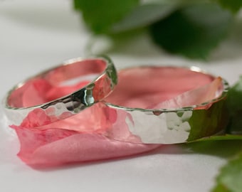Silver Wedding Bands: A Set of his and hers eco silver wedding rings