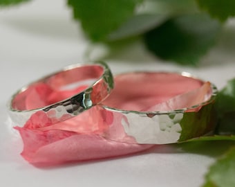 Silver Wedding Bands: A Set of his and hers recycled Sterling silver wedding rings