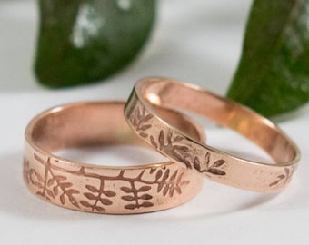 Rose Gold Ash Wedding Bands: A Set of his and hers 9k Rose Recycled Gold wedding rings