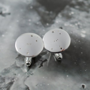 Silver Orion Cuff links: Recycled Sterling silver cuff links showing the constellation of Orion.