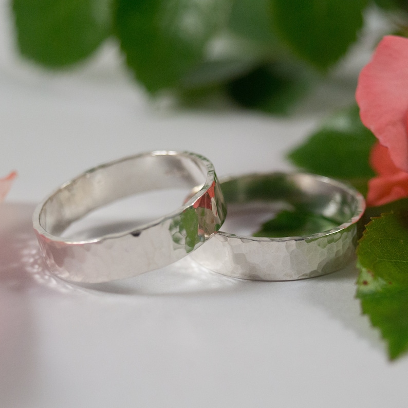 Silver Wedding Bands A Set of His and Hers Recycled Sterling Etsy