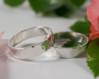 White Gold Wedding Band: A set of His and His 18ct white eco gold wedding bands