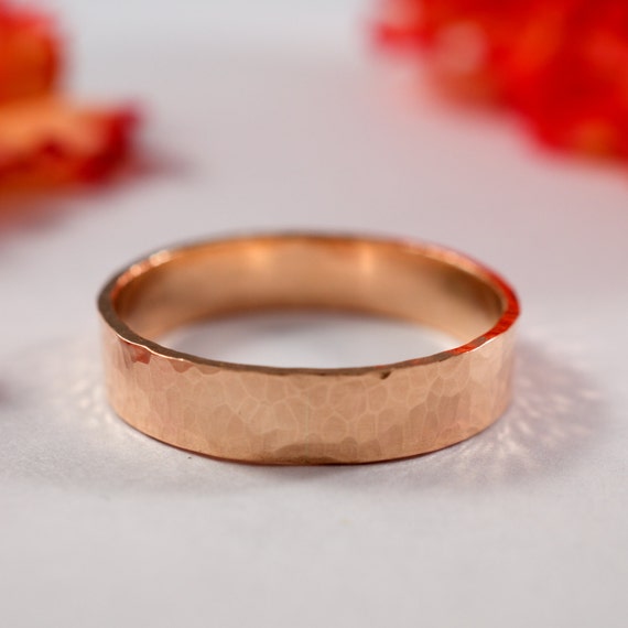 Rose Gold Wedding Band: A Large 5mm Wide 9ct Rose Recycled | Etsy