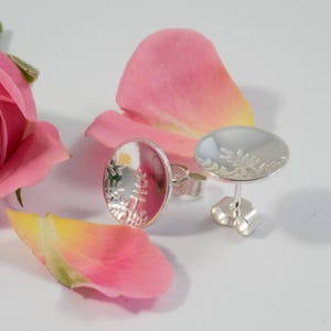 Silver Ash Leaf earrings: Eco Silver discs with an ash leaf texture.