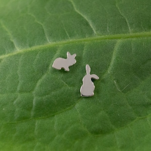 Silver Rabbit earrings: A pair of curious Bunny shaped sterling silver earrings.
