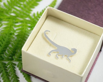 Épingle vélociraptor en argent sterling : bijoux dinosaures faits main