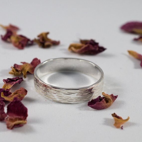 Mens Ripple Effect Gold Wedding Band An 18ct White Eco Gold Etsy