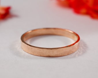 Rose Gold Wedding Band: A 3mm 9ct rose recycled gold textured wedding ring band