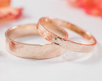 18ct Rose Gold Wedding Bands: A Set of His and Hers 18ct Rose Gold wedding rings