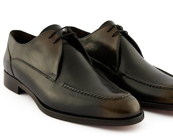 Handmade Calf Leather Derby Shoes – Men's Lace-Up Dress Shoes