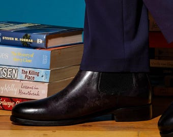 Bottines chelsea en cuir de veau faites main - laquées, fabriquées en Turquie
