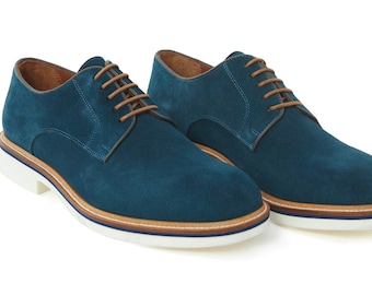 Handmade Suede Leather Derby Shoes – Classic Lace-Up Dress Shoes