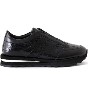 Men’s Handmade Crocodile Print Leather Sneakers – Luxury Designer-Inspired Casual Shoes, Handmade Shoes, Mens Shoes, genuine leather