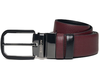 Men&#39;s Saffiano Reversible Calf Leather Handmade Belt, leather belt, mens leather belt, brown leather belt, mens belt,Genuine leather belt.
