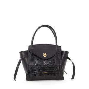 Green Crocodile Embossed Calf Leather Tote Bag With Bamboo Handles Elegant Versatile Handbag