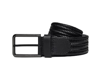 Men's Braided Calf Leather Belt - Handmade in Türkiye