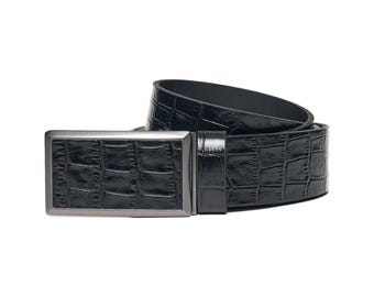Men&#39;s Crocodile Embossed Calf Leather Handmade Belt, leather belt, mens leather belt, brown leather belt, mens belt,Genuine leather belt.