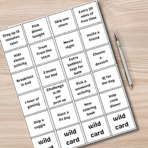 Imprimable | 24 dollars amusants pour un bon comportement | Système d'incitation au téléchargement immédiat | Récompenses Wild Card pour les enfants