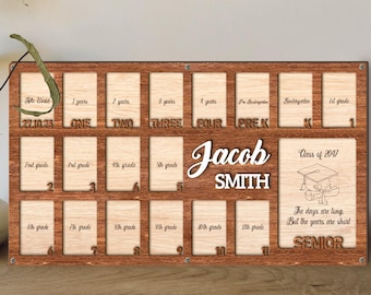 Personalized School Photo Frame K-12 | Custom Wooden Graduation Keepsake | From Newborn to Senior Year Kids Picture Frame Gift