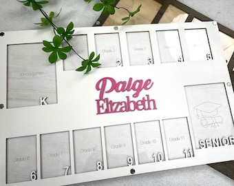 School Photo Frame K-12 – Personalized Wooden Graduation Picture Holder Keepsake for Kids from Kindergarten to Senior Year