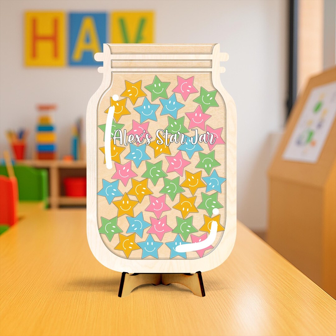 Personalized Star Jar Classroom Reward Board - Custom Name Wooden Jar ...