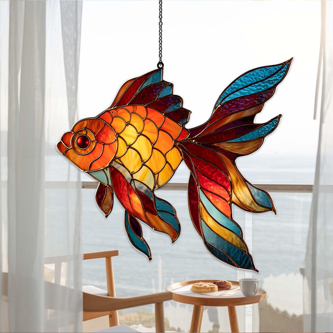 Acrylic Goldfish Window Suncatcher, Ocean Fish Window Hanging Decor ...