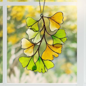 Ginkgo Leaf Acrylic Suncatcher, Ginkgo Biloba Window Hanging Decor, Fall Garden Gift, Leaf Ornament for Nature Lovers