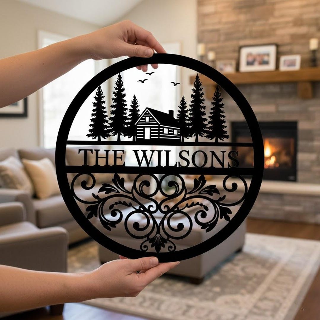Personalized Family Name Sign, Custom Metal Wall Art, Rustic Cabin ...
