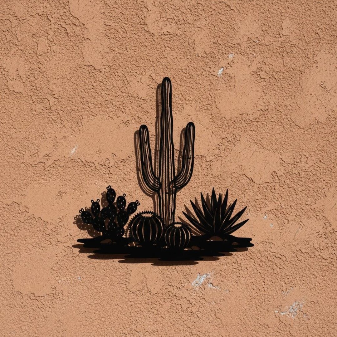 Metal Cactus Wall Art, Desert Garden Wall Decor, Southwestern Outdoor ...