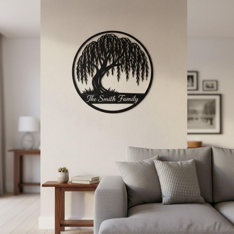Personalized Metal Family Name Sign, Custom Tree of Life Wall Decor ...