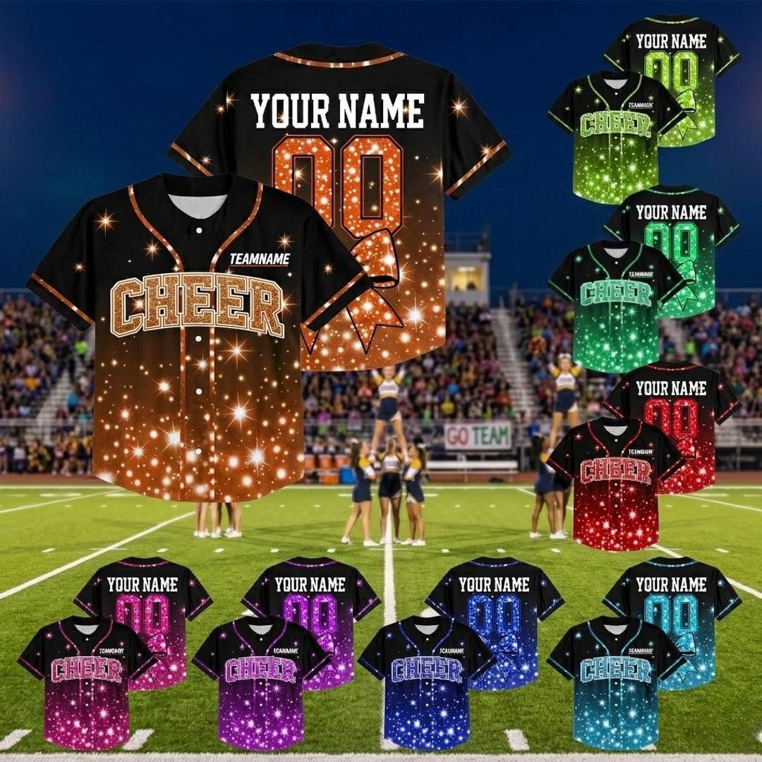 Personalized Cheer Baseball Jersey Custom Name Number, Glitter ...