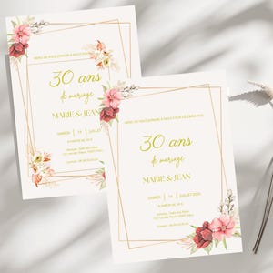 Invitation Anniversaire de Mariage à imprimer – Template Canva Élégant & Modifiable