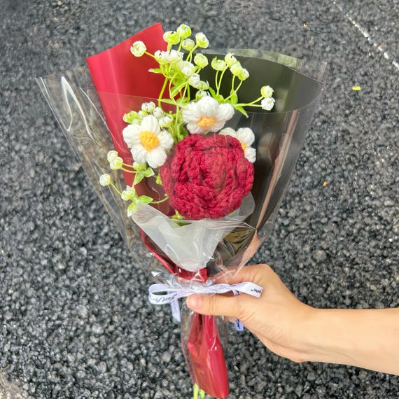 Crochet Small Flowers Bouquet,handmade Rose Flowers,birthday