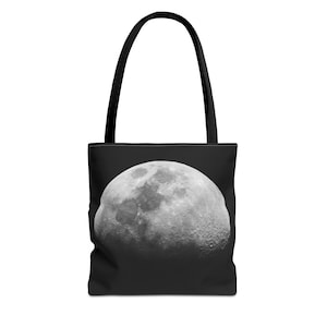 Quarter Moon Tote Bag - Celestial Lunar Design, Canvas Carryall, Reusable Shopping Bag, Outer Space Theme, Eco-Friendly Shoulder Tote