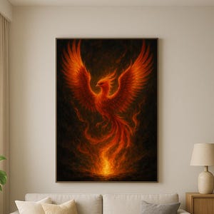 Phoenix Rebirth – Spiritual Firebird Art Print | Awakening, Transformation, Divine Feminine Energy Wall Decor