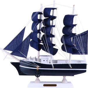 Large Wooden Sailing Boat Statue – A Sail Model – Handmade Coastal Decor – Nautical Tabletop Ship – Vintage Sailing Sculpture 22cm