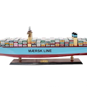 Handmade Wooden Container Ship Model – Cargo Vessel Display – Nautical Decor – Modern Ship Replica – Maritime Collector’s Piece 35cm