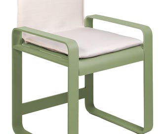 Sedia in Metallo Verde senza Cuscino, Seduta Moderna Artigianale - Arredo Interno ed Esterno - Design Contemporaneo Made in Italy