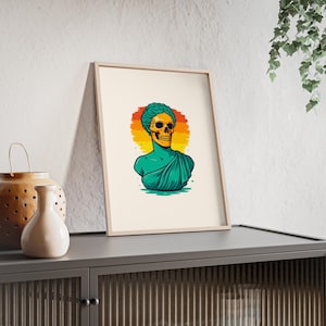 Póster de calavera de diosa griega - Lámina enmarcada | Arte mural neoclásico y de la academia oscura - Decoración moderna para el hogar, arte mural único - Ecléctico antiguo