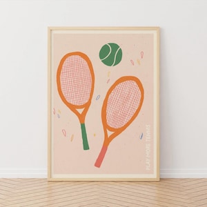 Stampa artistica di tennis, poster di tennis, stampa artistica da parete sportiva, stampa illustrata di sport, regalo per gli amanti del tennis, poster sportivo, Wimbledon, sport con racchetta