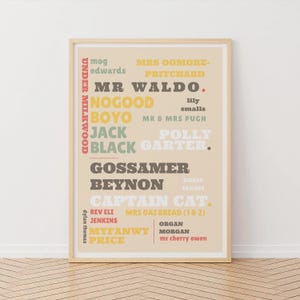 Stampa tipografica di Dylan Thomas, poster di Under Milkwood, poster gallese, arte tipografica, grafica, stampa di Eli Jenkins, stampa letteraria, stampa gallese