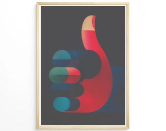 Bold Art Print, Thumbs Up, Contemporary Wall Art, Bold Abstract Print, Modern Wall Decor, Framed and Unframed Options