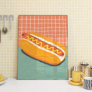 Retro Hot Dog Kitchen Print: 1950s Diner Wall Art