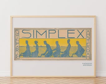 Plakat rowerowy Simplex: holenderski wydruk rowerowy z XIX wieku