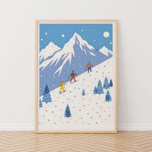 Retro Alps Hiking Print: Nordic Mountain Art Poster